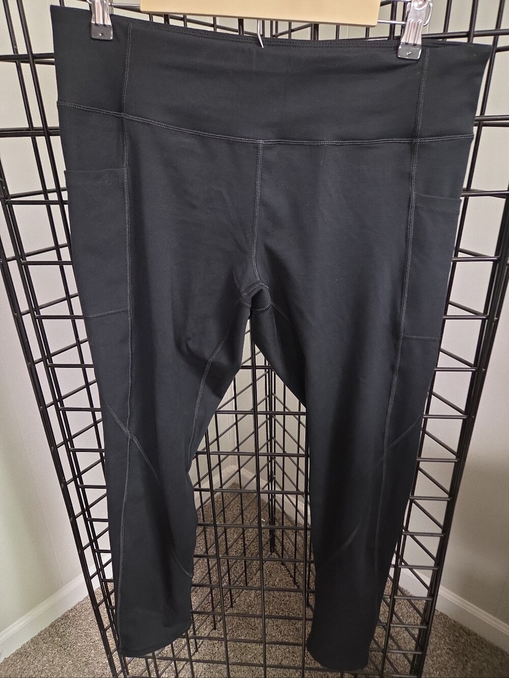 Heathyoga Mid Waisted Leggings Black With Pockets Size XXL Booty Shaping